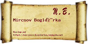 Mircsov Boglárka névjegykártya